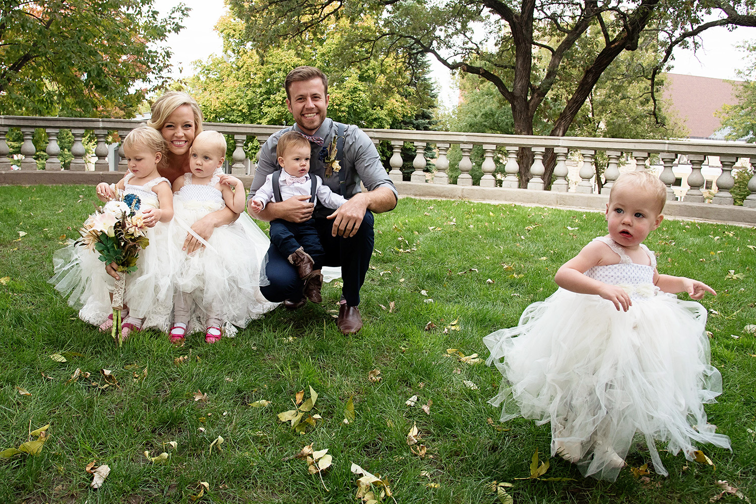 flower girls during group photos