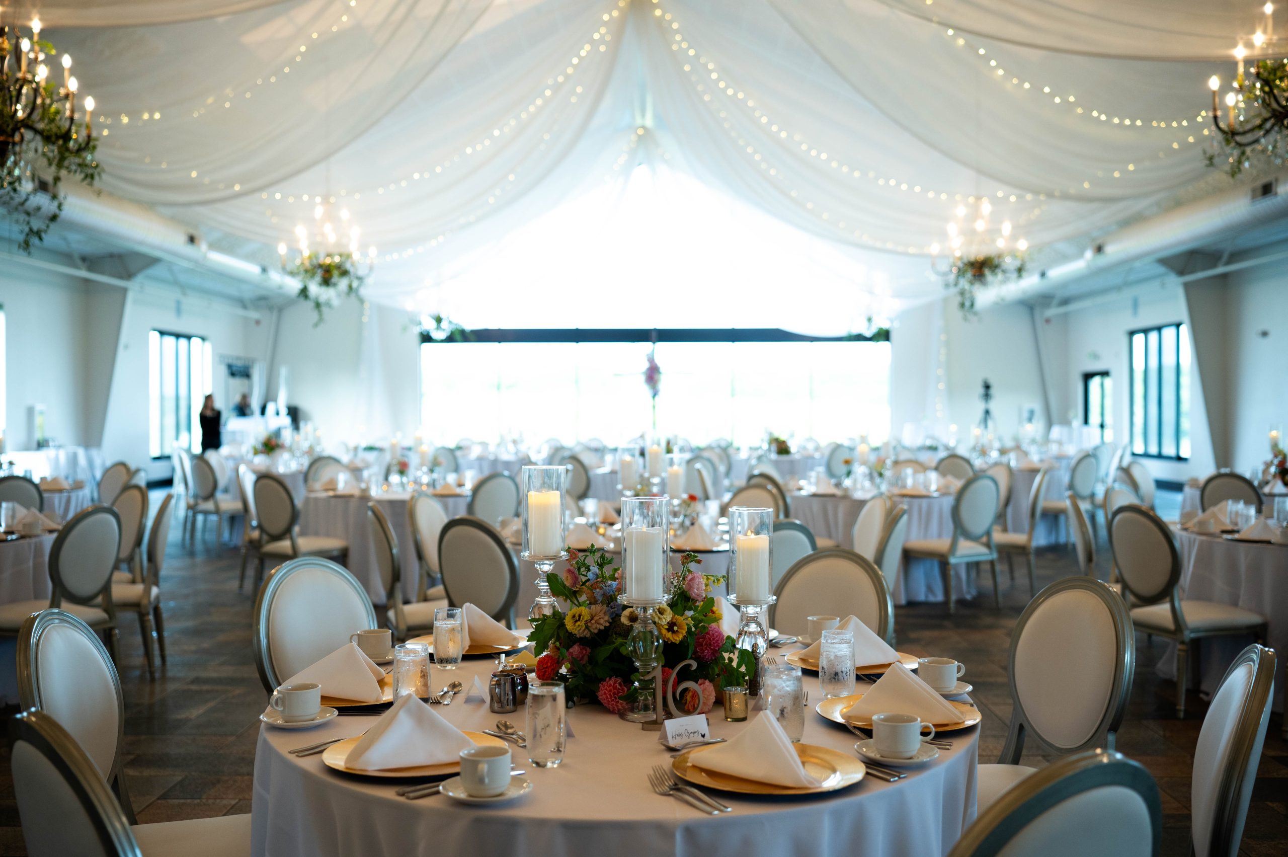 the interior of Edward Anne Estate at Bavaria Downs set up for a wedding reception